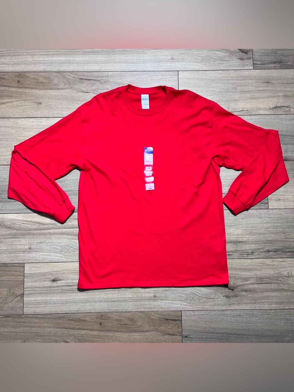 Gildan Mens Ultra Cotton Long Sleeve Crew Neck T-Shirt Size Large Red